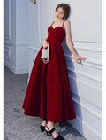 Red Suspender Dress Temperament Backless Wedding Toast Clothes - Luzilly Bridal & Apparel