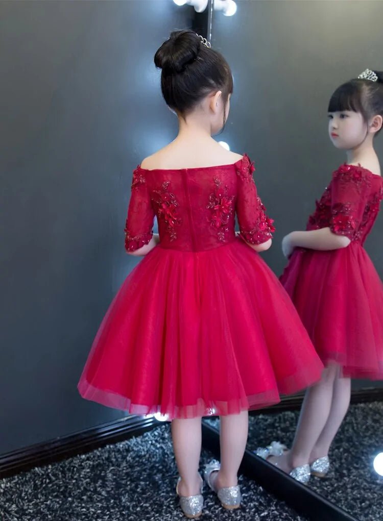 Red Tulle Flower Girl Dress -  GIAA211710002 - Luzilly Bridal & Apparel