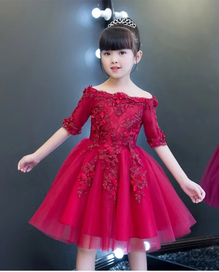 Red Tulle Flower Girl Dress -  GIAA211710002 - Luzilly Bridal & Apparel
