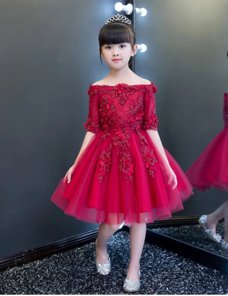Red Tulle Flower Girl Dress -  GIAA221710002 - Luzilly Bridal & Apparel