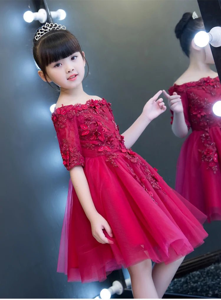 Red Tulle Flower Girl Dress -  GIAA221710002 - Luzilly Bridal & Apparel