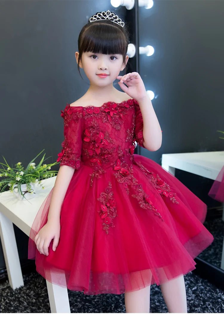 Red Tulle Flower Girl Dress -  GIAA221710002 - Luzilly Bridal & Apparel