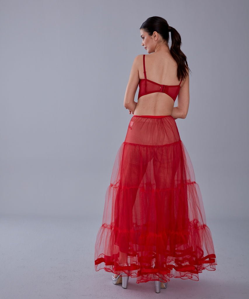 Red Voile Petticoat Skirt with Elastic Band - Perfect for Parties - Luzilly Bridal & Apparel