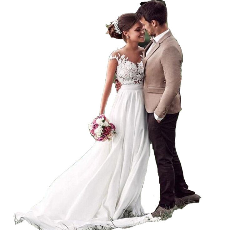 Retro Lace Chiffon Slim Wedding Dress - Luzilly Bridal & Apparel