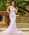Reva Corset Gown - Lilac Floral Lace Dress - Luzilly Bridal & Apparel