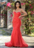 Reva Corset Gown - Red Floral Lace Dress - Luzilly Bridal & Apparel