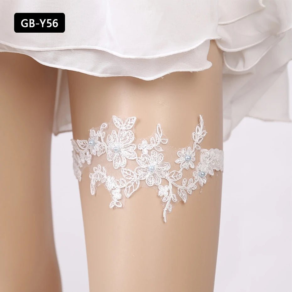 Rhinestone and Flower Lace Bridal Garter - Luzilly Bridal & Apparel