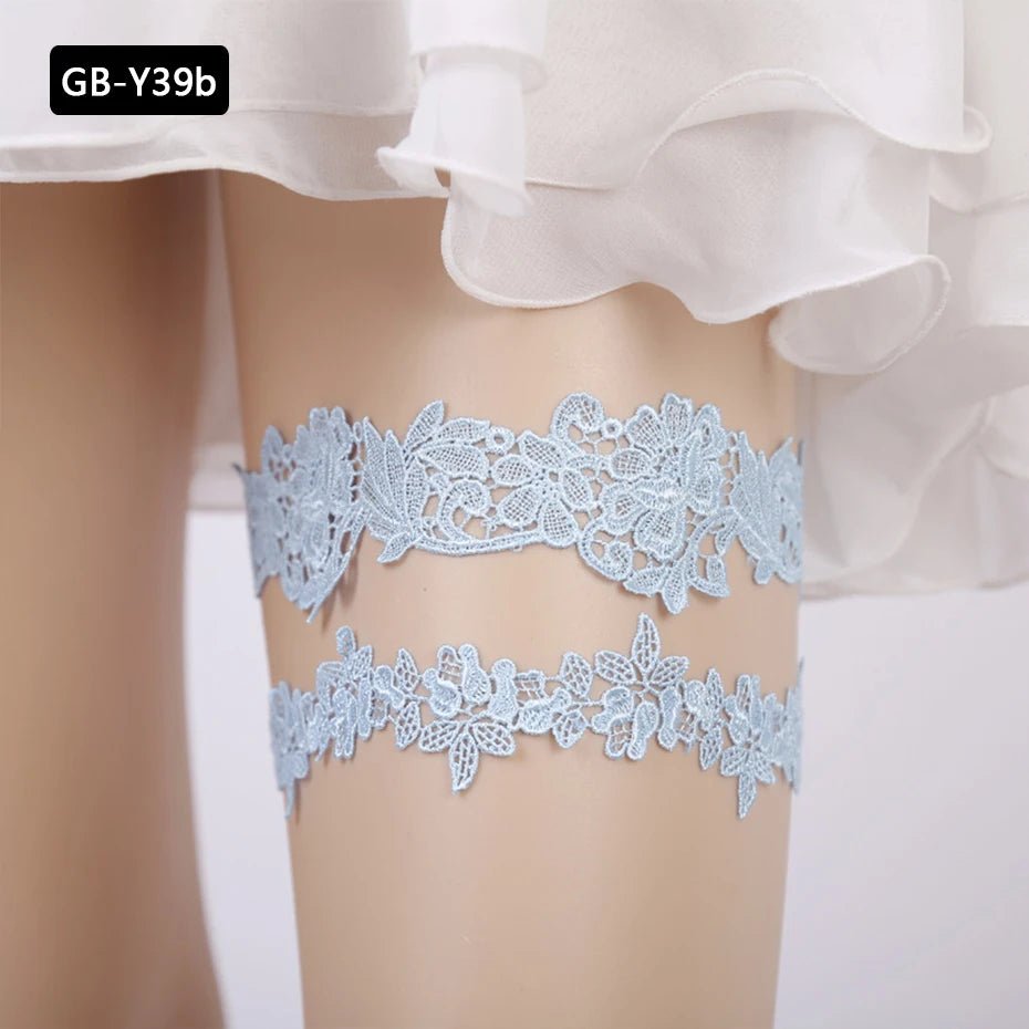 Rhinestone and Flower Lace Bridal Garter - Luzilly Bridal & Apparel