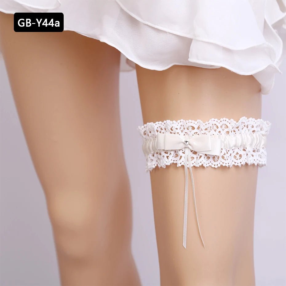 Rhinestone and Flower Lace Bridal Garter - Luzilly Bridal & Apparel