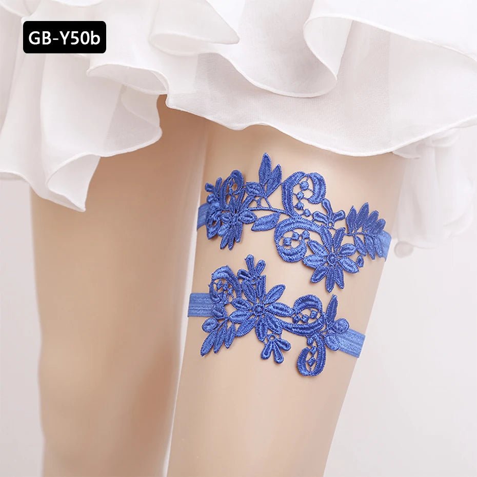 Rhinestone and Flower Lace Bridal Garter - Luzilly Bridal & Apparel