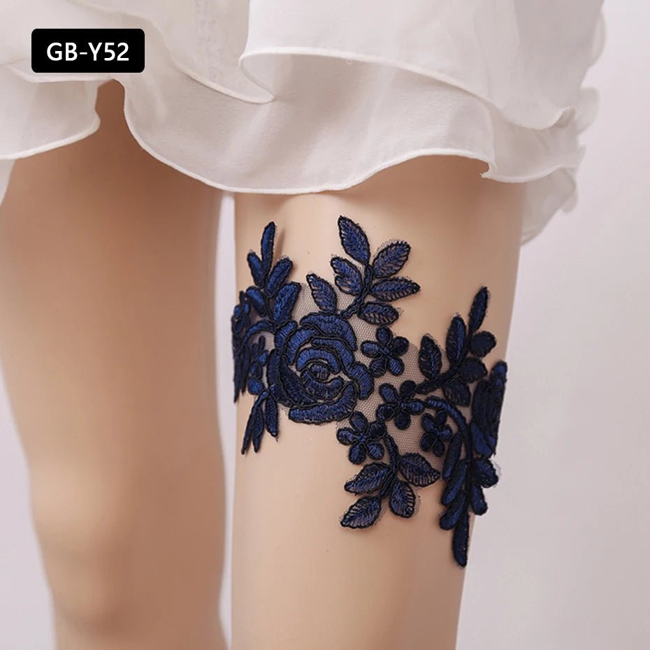 Rhinestone and Flower Lace Bridal Garter - Luzilly Bridal & Apparel