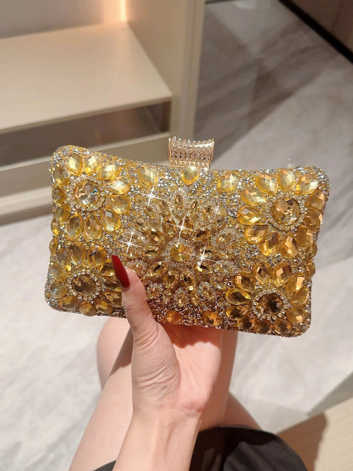 Rhinestone Beaded Evening Clutch - Luzilly Bridal & Apparel