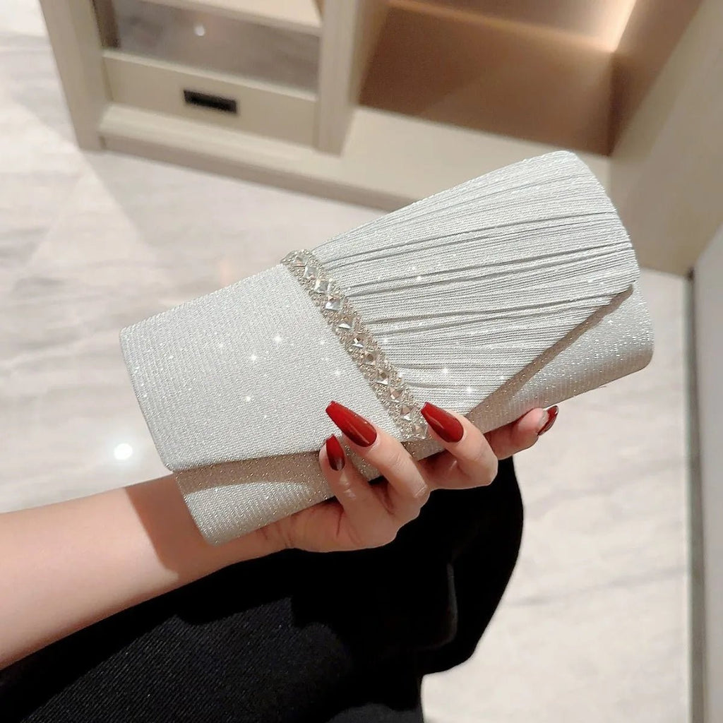 Rhinestone Bow Clutch with Chain - Luzilly Bridal & Apparel