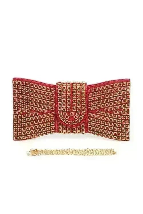 Rhinestone Bow Evening Clutch - Luzilly Bridal & Apparel
