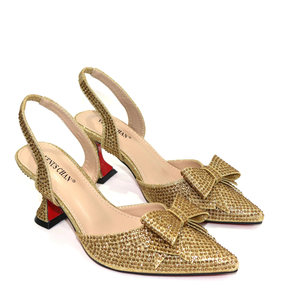 Rhinestone Bow Pointed-Toe Bridal Heel and Bag Set - Luzilly Bridal & Apparel