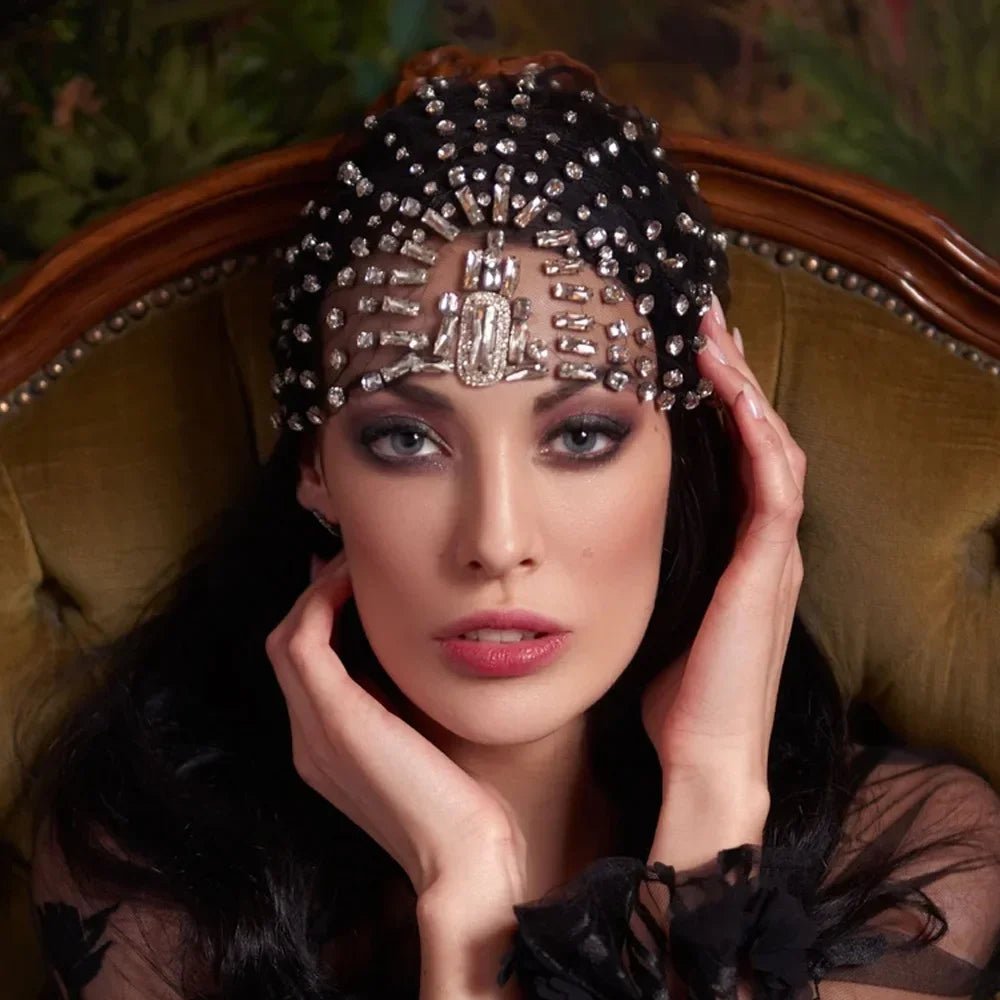 Rhinestone Bridal Headband Hat Forehead Hair Accessories Fashion Jewelry Wedding Crystal Head Chain Women Headpiece Gifts - Luzilly Bridal & Apparel