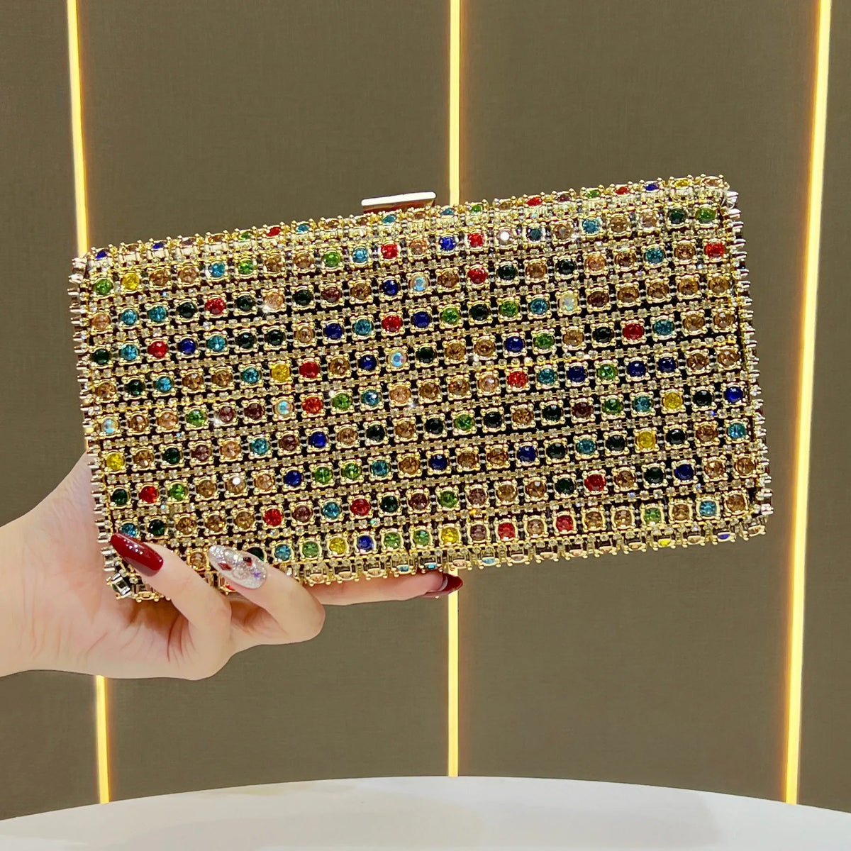 Rhinestone Chain Crossbody Clutch - Luzilly Bridal & Apparel