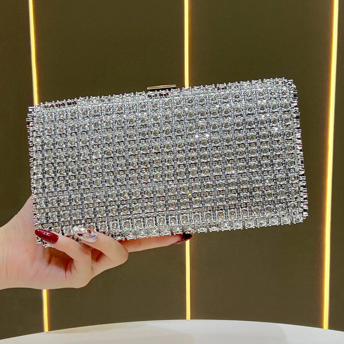 Rhinestone Chain Crossbody Clutch - Luzilly Bridal & Apparel