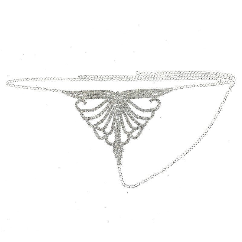 Rhinestone Claw Chain Body Chain Set Sexy Bra Panty Set Lingerie Show - Luzilly Bridal & Apparel