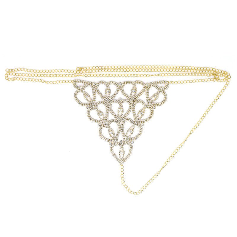 Rhinestone Claw Chain Body Chain Set Sexy Bra Panty Set Lingerie Show - Luzilly Bridal & Apparel