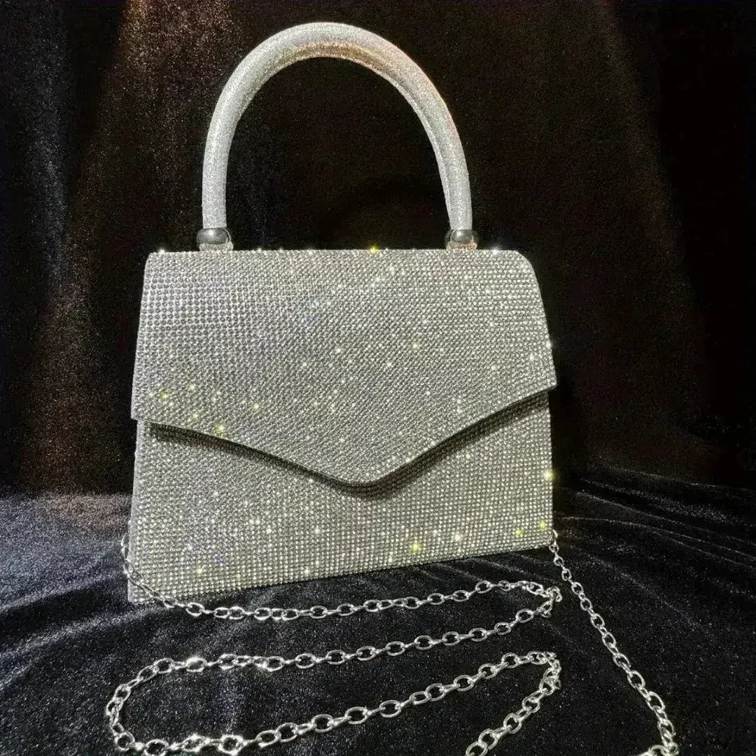 Rhinestone Convertible Evening Clutch in Silver - Luzilly Bridal & Apparel
