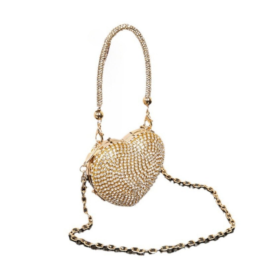 Rhinestone Dinner Bag, Mini heart purse, Small and Exquisite Shiny Dress Bag, Ball Bag, Prom Bag, Party Purse, Prom Bags Clutch, Wedding Purse Evening Purse - Luzilly Bridal & Apparel