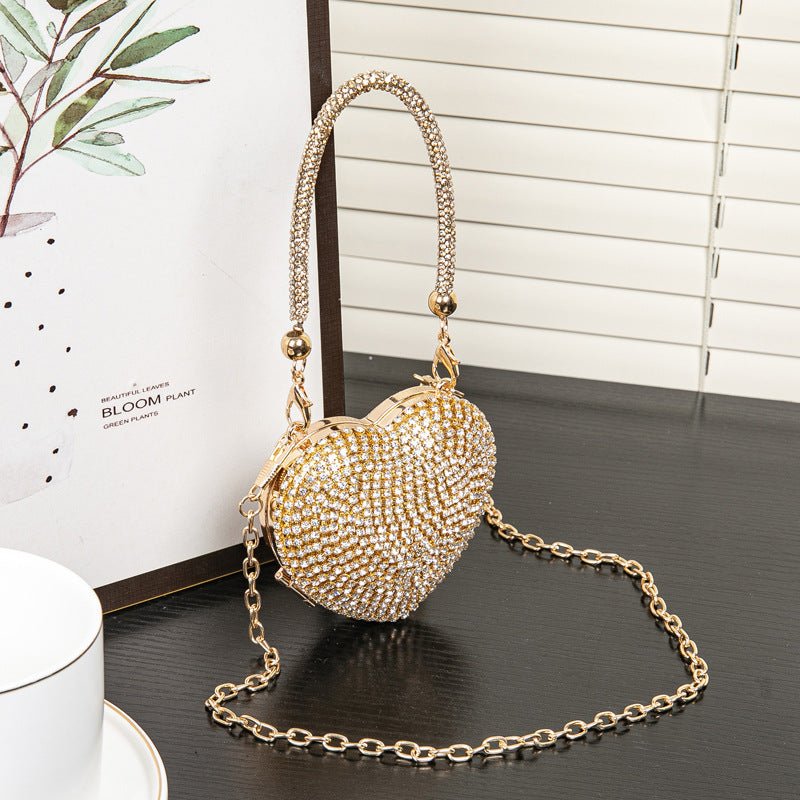 Rhinestone Dinner Bag, Mini heart purse, Small and Exquisite Shiny Dress Bag, Ball Bag, Prom Bag, Party Purse, Prom Bags Clutch, Wedding Purse Evening Purse - Luzilly Bridal & Apparel