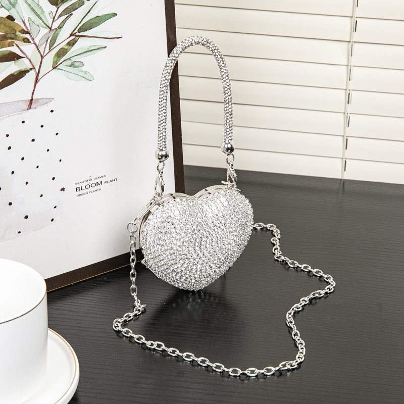 Rhinestone Dinner Bag, Mini heart purse, Small and Exquisite Shiny Dress Bag, Ball Bag, Prom Bag, Party Purse, Prom Bags Clutch, Wedding Purse Evening Purse - Luzilly Bridal & Apparel