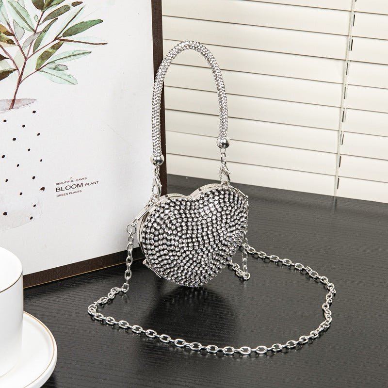 Rhinestone Dinner Bag, Mini heart purse, Small and Exquisite Shiny Dress Bag, Ball Bag, Prom Bag, Party Purse, Prom Bags Clutch, Wedding Purse Evening Purse - Luzilly Bridal & Apparel