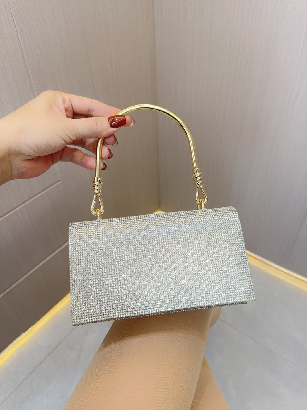 Rhinestone Evening Bag Wedding Birthday Banquet Party Purse Silver - Luzilly Bridal & Apparel