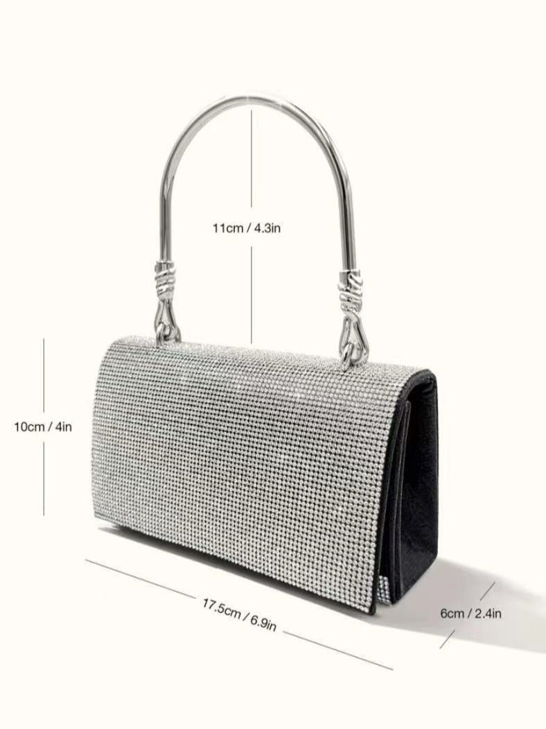 Rhinestone Evening Bag Wedding Birthday Banquet Party Purse Silver - Luzilly Bridal & Apparel
