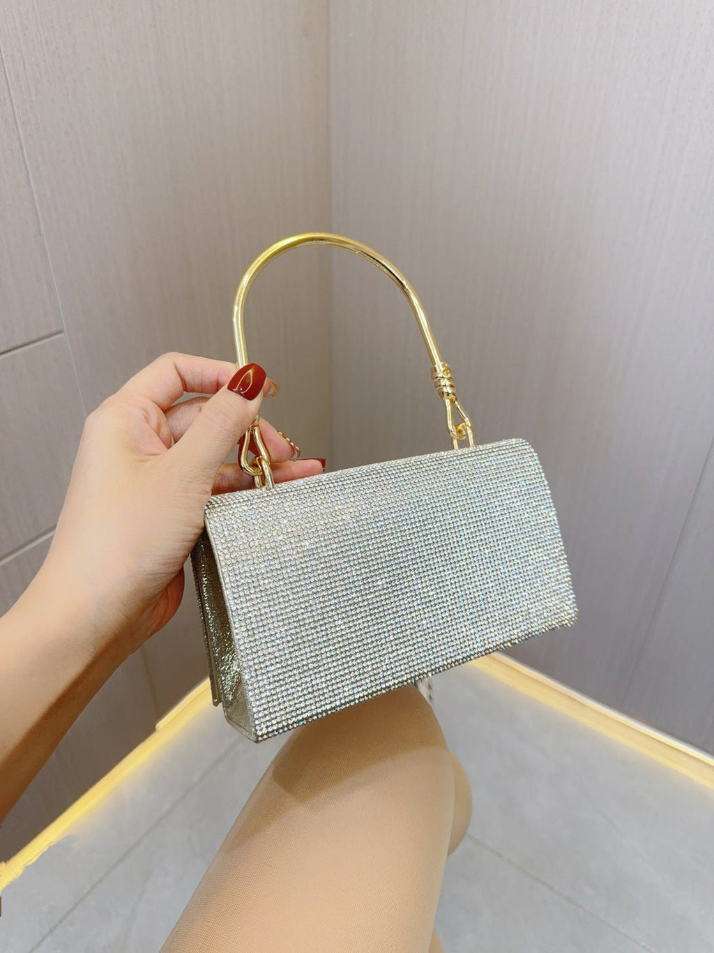 Rhinestone Evening Bag Wedding Birthday Banquet Party Purse Silver - Luzilly Bridal & Apparel
