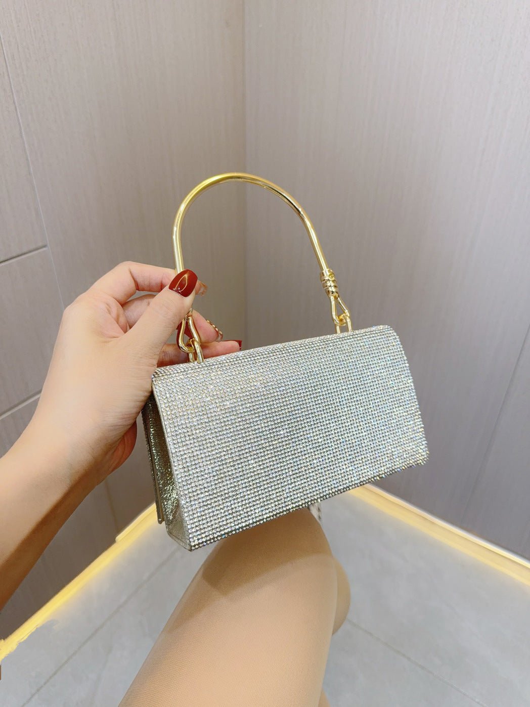Rhinestone Evening Bag Wedding Birthday Banquet Party Purse Silver Shiny Banquet Clutch Bag Party Prom - Luzilly Bridal & Apparel