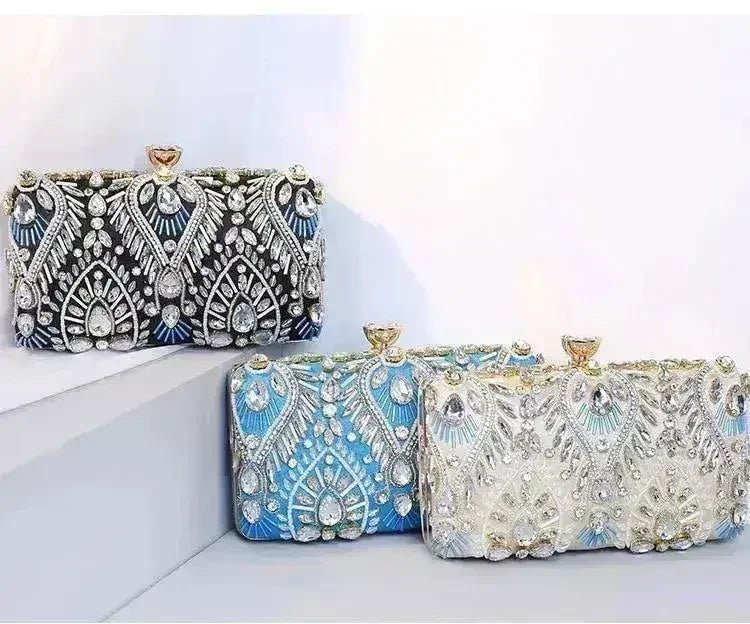 Rhinestone Evening Minaudiere Clutch - Luzilly Bridal & Apparel