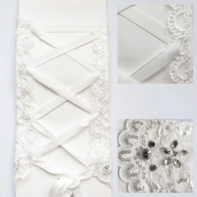Rhinestone Floral Lace Fingerless Bridal Gloves - Luzilly Bridal & Apparel