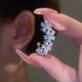 Rhinestone Flower Clip-On Earrings - Luzilly Bridal & Apparel