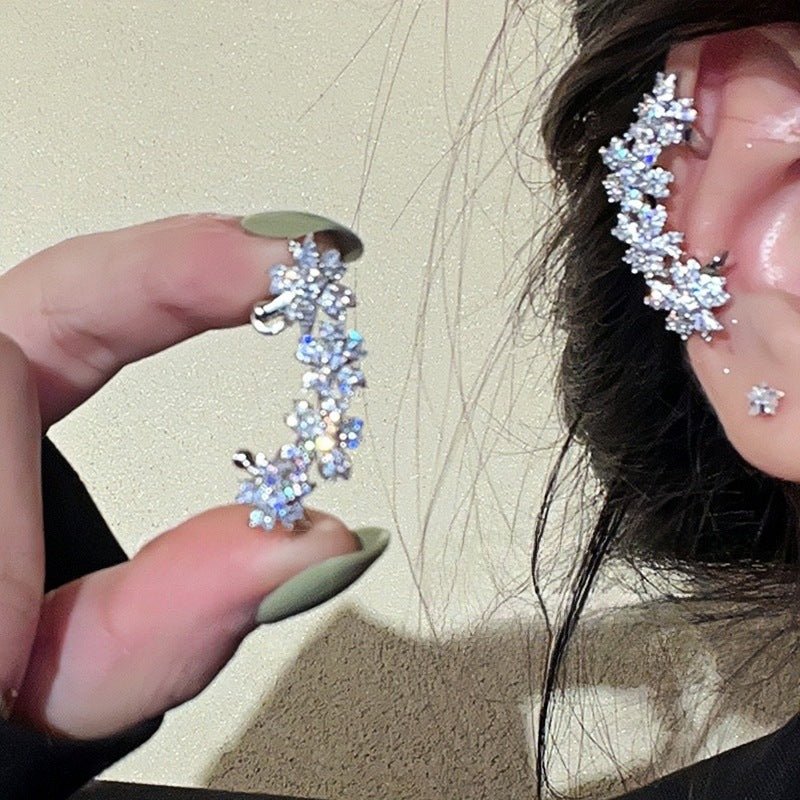 Rhinestone Flower Clip-On Earrings - Luzilly Bridal & Apparel