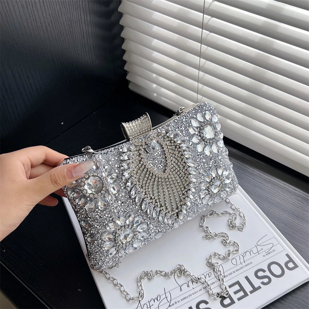 Rhinestone Gemstone Crossbody Clutch - Luzilly Bridal & Apparel