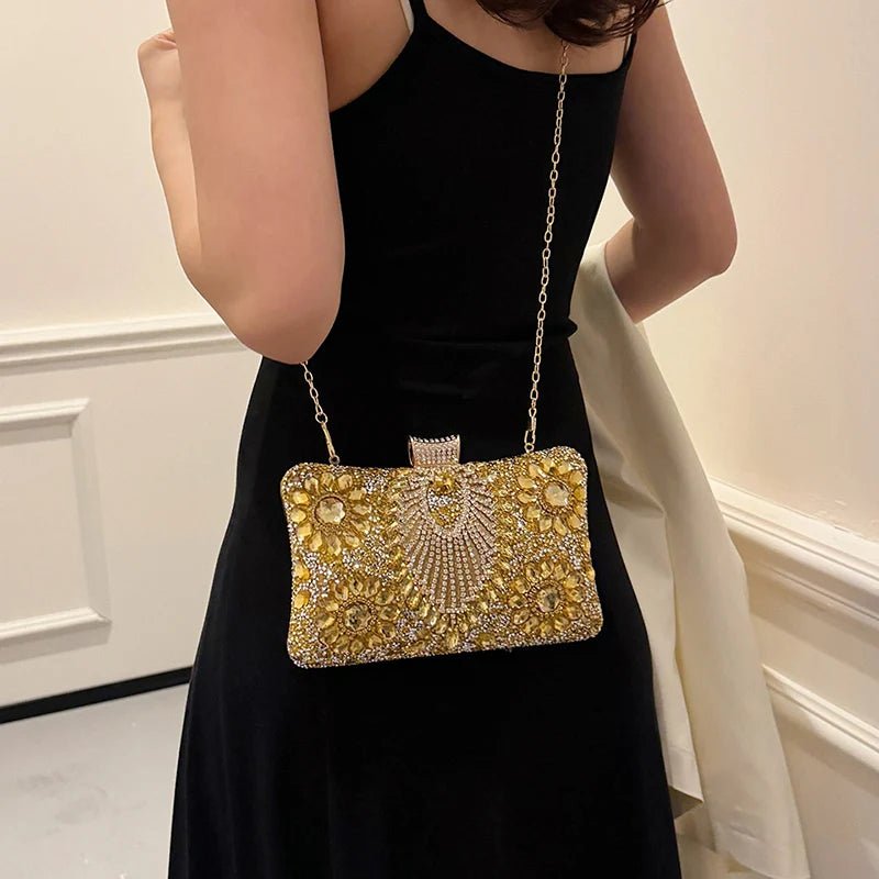 Rhinestone Gemstone Crossbody Clutch - Luzilly Bridal & Apparel