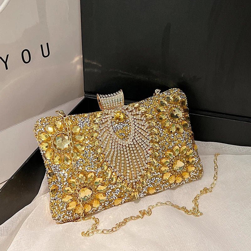 Rhinestone Gemstone Crossbody Clutch - Luzilly Bridal & Apparel