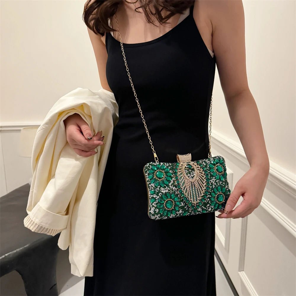 Rhinestone Gemstone Crossbody Clutch - Luzilly Bridal & Apparel
