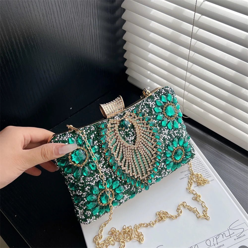 Rhinestone Gemstone Crossbody Clutch - Luzilly Bridal & Apparel