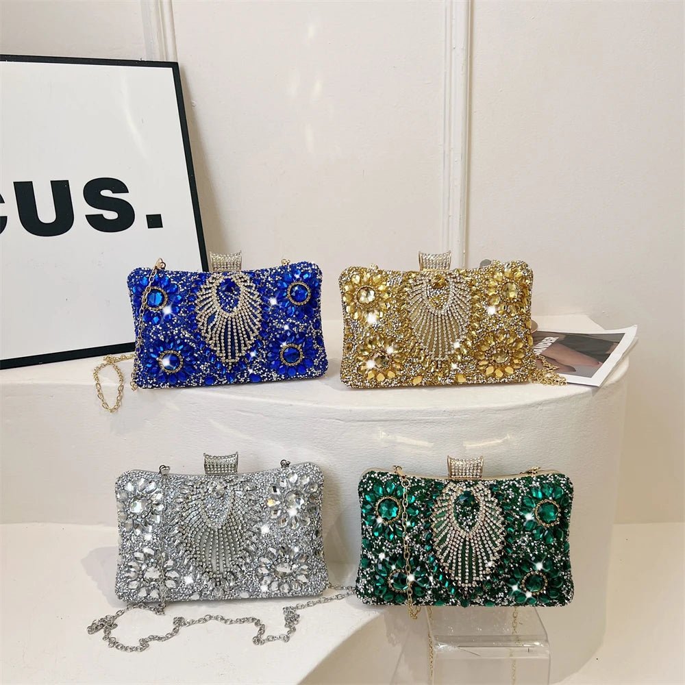 Rhinestone Gemstone Crossbody Clutch - Luzilly Bridal & Apparel