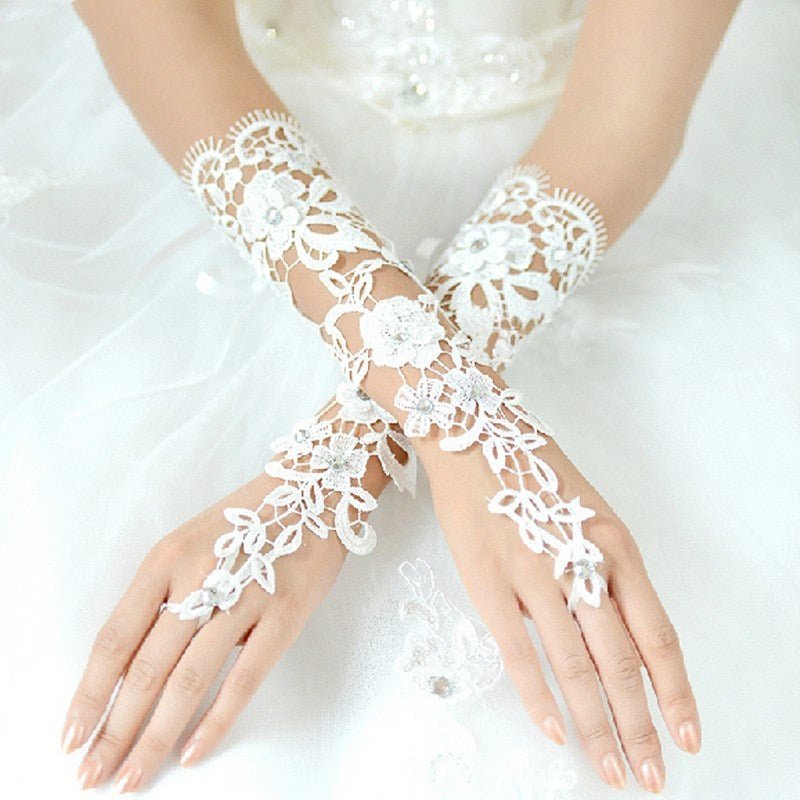 Rhinestone Knit Bridal Gloves - Luzilly Bridal & Apparel