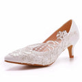 Rhinestone Lace Ankle-Strap Bridal Heels - Luzilly Bridal & Apparel