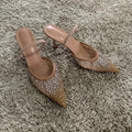 Rhinestone Mesh Slingback Bridal Heels - Luzilly Bridal & Apparel