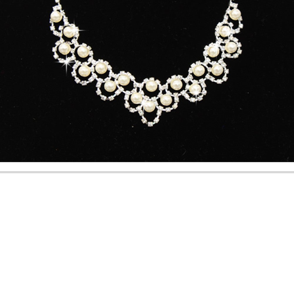 Rhinestone & Pearl Bridal Necklace Set - Luzilly Bridal & Apparel