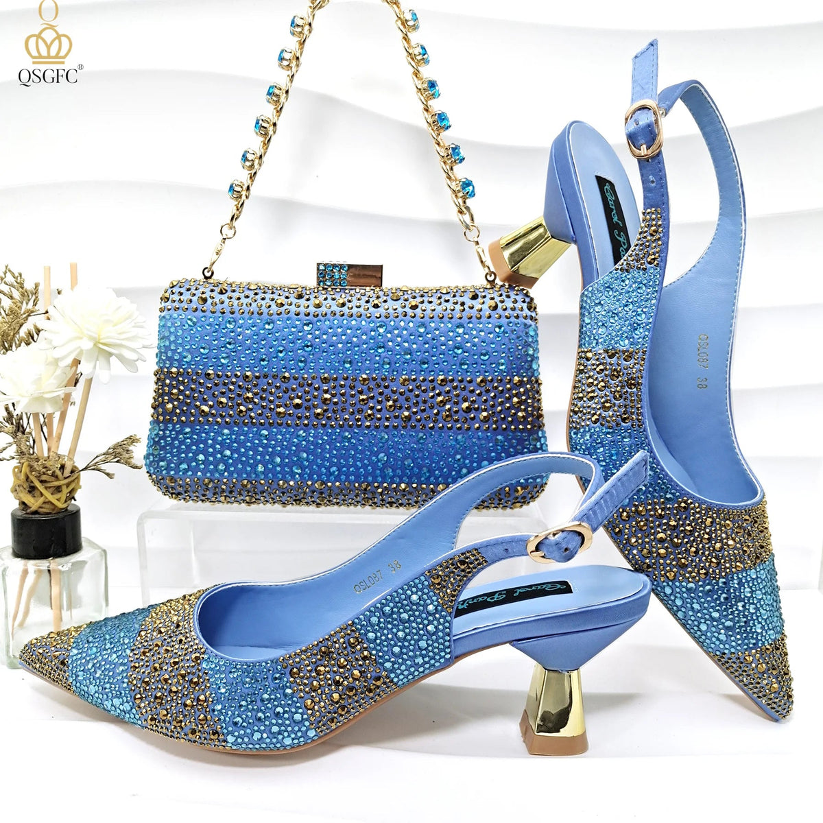 Rhinestone Shoe & Bag Set - Luzilly Bridal & Apparel