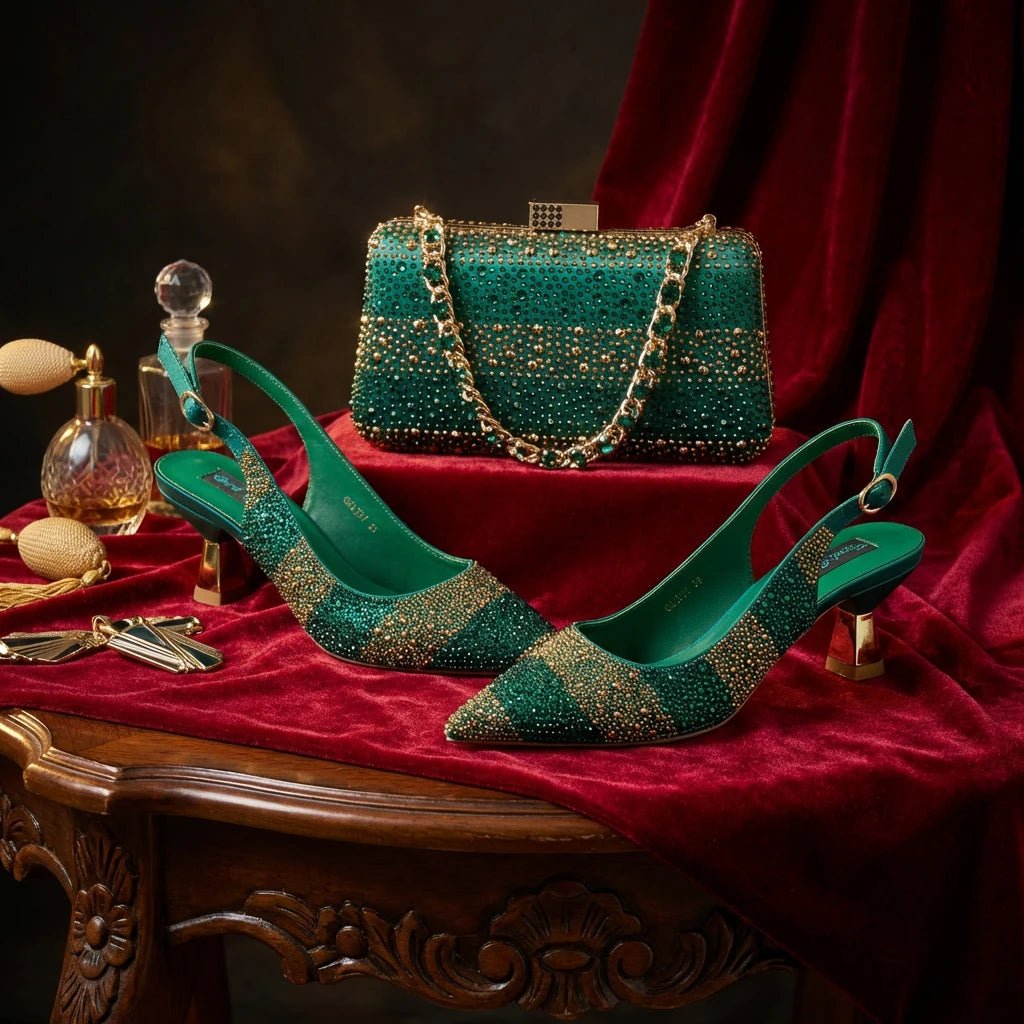 Rhinestone Shoe & Bag Set - Luzilly Bridal & Apparel