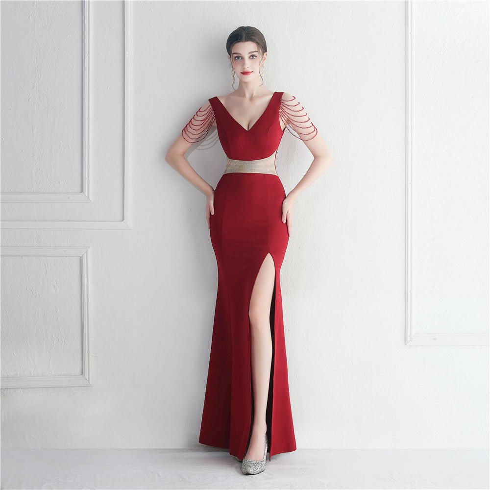 Rhinestone Star Beaded Evening Dress - Luzilly Bridal & Apparel